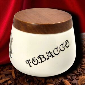 Vintage Whitecross Italy Tobacco Jar Humidor with Ship Motifs Ceramic Wood Lid
